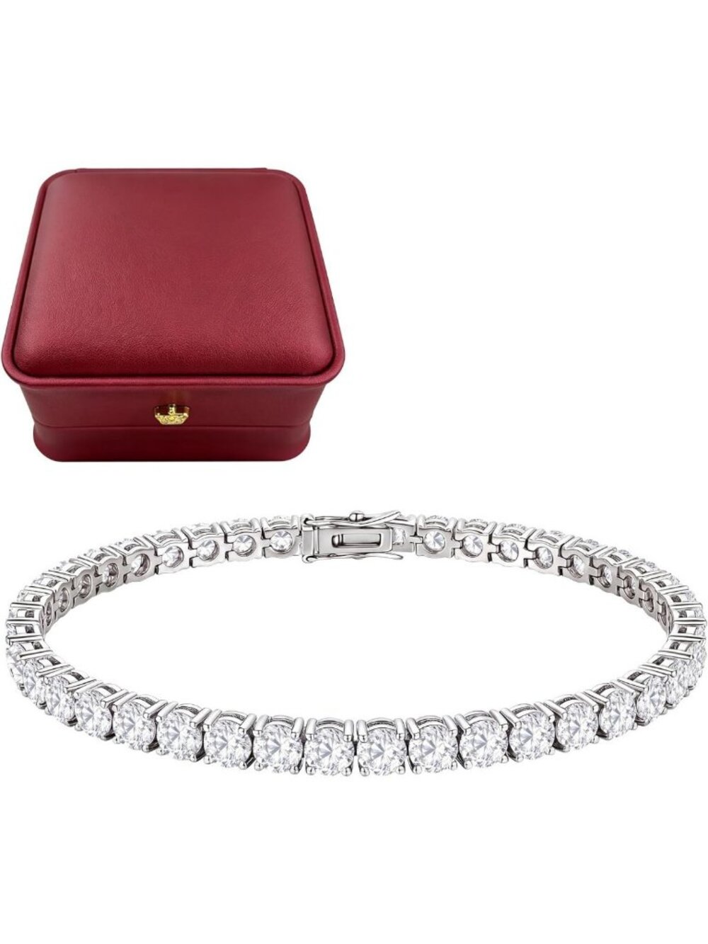 Elegant 14K Gold-Plated Tennis Bracelet for Women - 4MM Round-Cut Classic Style
